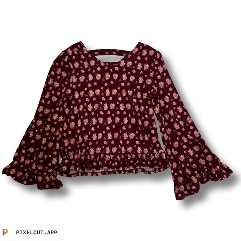 My Michelle Red Floral long sleeve flowy top size L